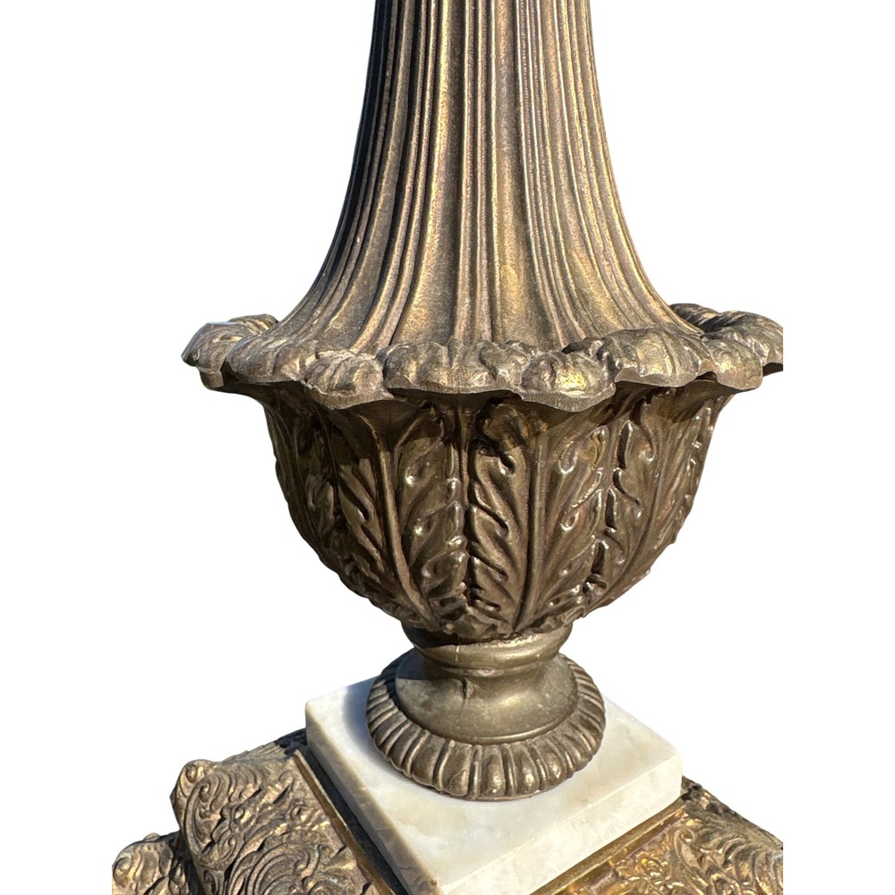 Vintage L&L WMC 8698 Cast Metal Marble Lamp Base Ornate Neoclassical 22in - Picture 10 of 11